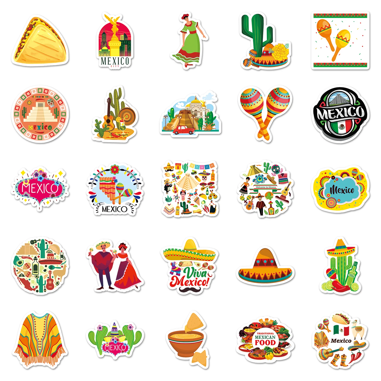 50Pcs Toy Stickers Mexico Style Totem Skateboard Guitar Suitcase Freezer Motorcycle Graffiti Decal Waterproof Jewelry stickers