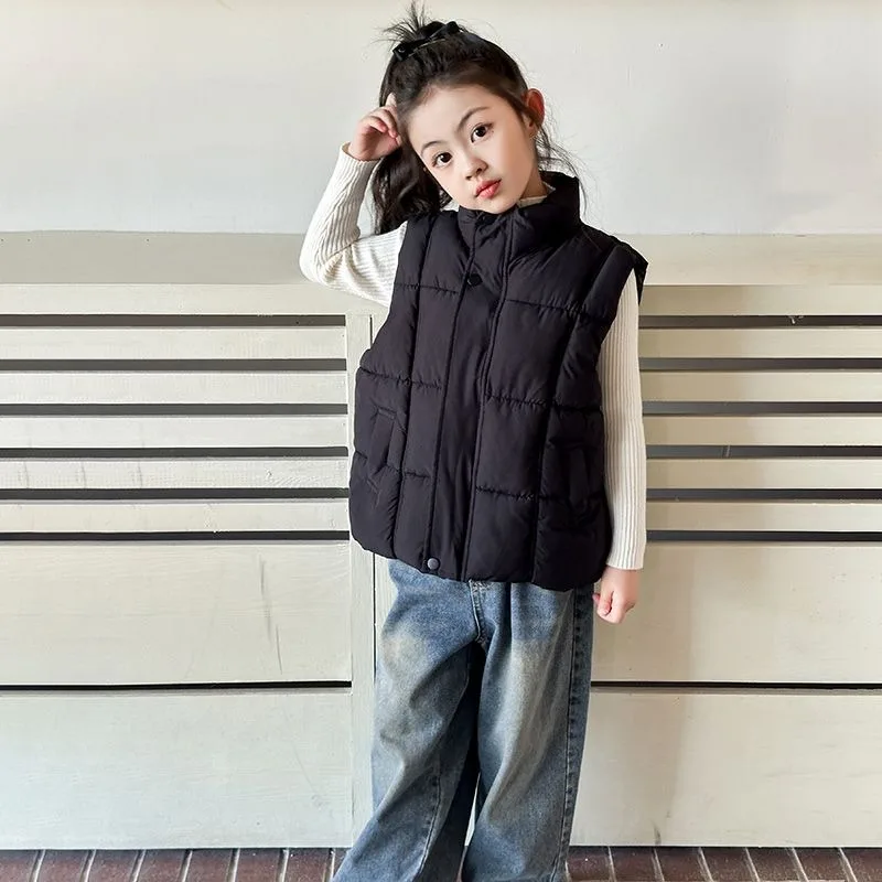 2025 New Kids Thermal Cotton Vest for Autumn Winter Warm Thickened Outerwear Boys Girls Trendy Design Non Slip Cozy