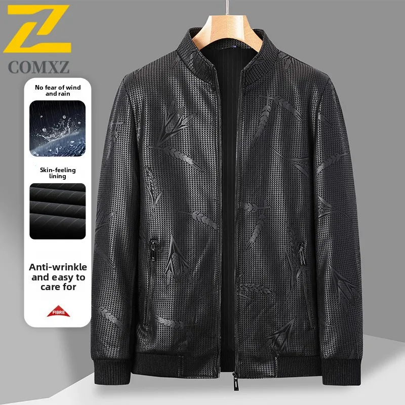 Male Fashion Baseball Leather Jacket Streetwear Men Outerwear Leather Coat 2025 New Men Stand Collar Club Motorcycle PU Jacket