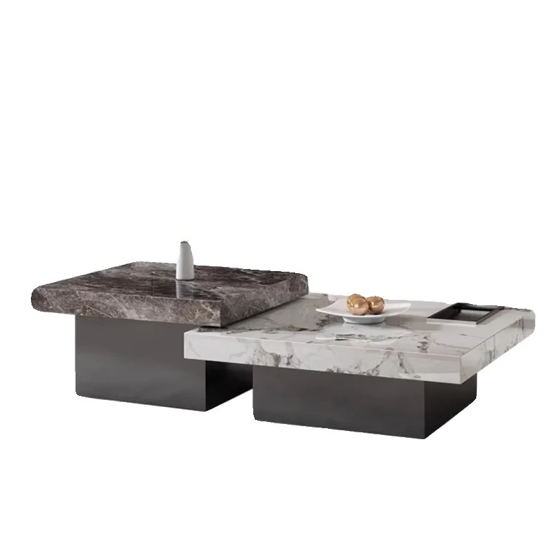 # Italian-Style Premium Light Luxury Coffee Table Square Stone Slab Furniture Home Living Room Coffee Table
