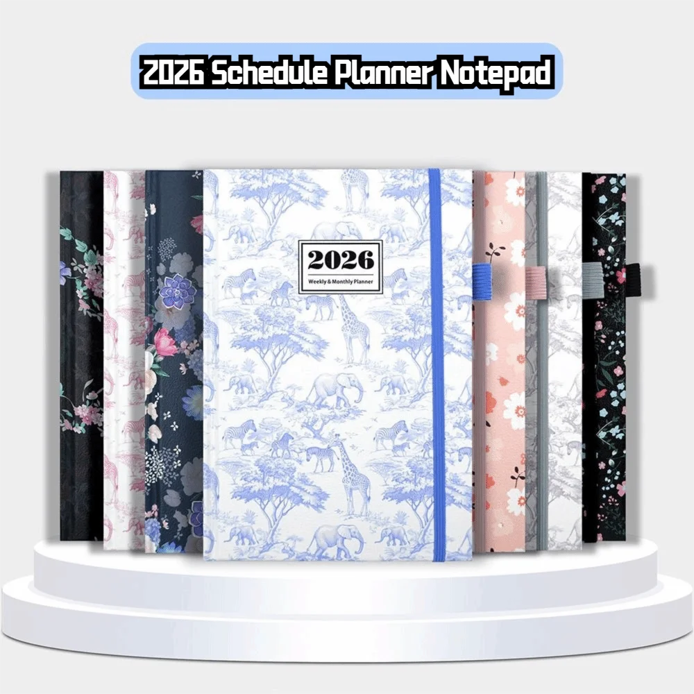 ภาษาอังกฤษ 2026 Schedule Planner Notepad สวมใส่ 12 เดือน To-do List โน้ตบุ๊คกระดาษหนาแบบพกพา