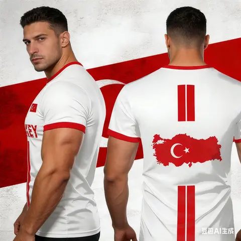 Turkey Football Jersey Breathable Quick-drying Sports Short-sleeved T-shirt Turkish Flag 3D Printed Fashion Loose Men's T Shirts