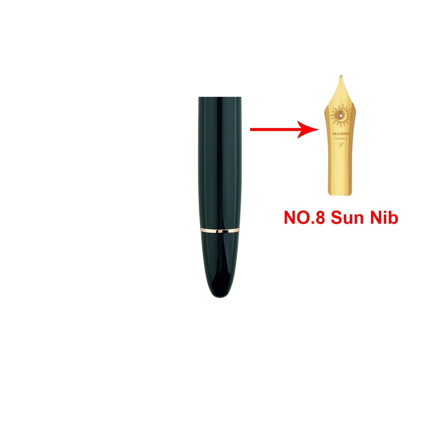 

Majohn P141 Piston Resin Fountain Pen NO.8 Fine Nib,Ink Window Writing with Gold / Silver Trim Writing Gift Pen