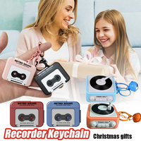 Vintage Cassette Recorder Music Retro Key Chain Pendant Mini Player Keyring for Backpack 2025 Christmas Gift Friend