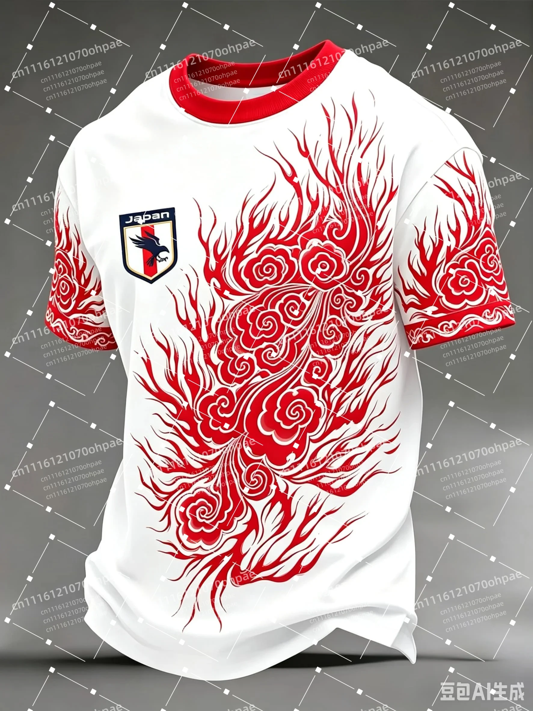 2026 Men Print Soccer Jersey Japan Short Sleeve T Shirt Crest Graphic Breathable Sports Fan Casual Football Tee Football Jersey