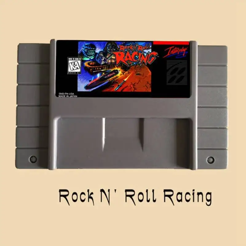 Rock n'roll Racing-tarjeta de juego gris grande de 16 bits para jugador de juego NTSC de EE. UU.