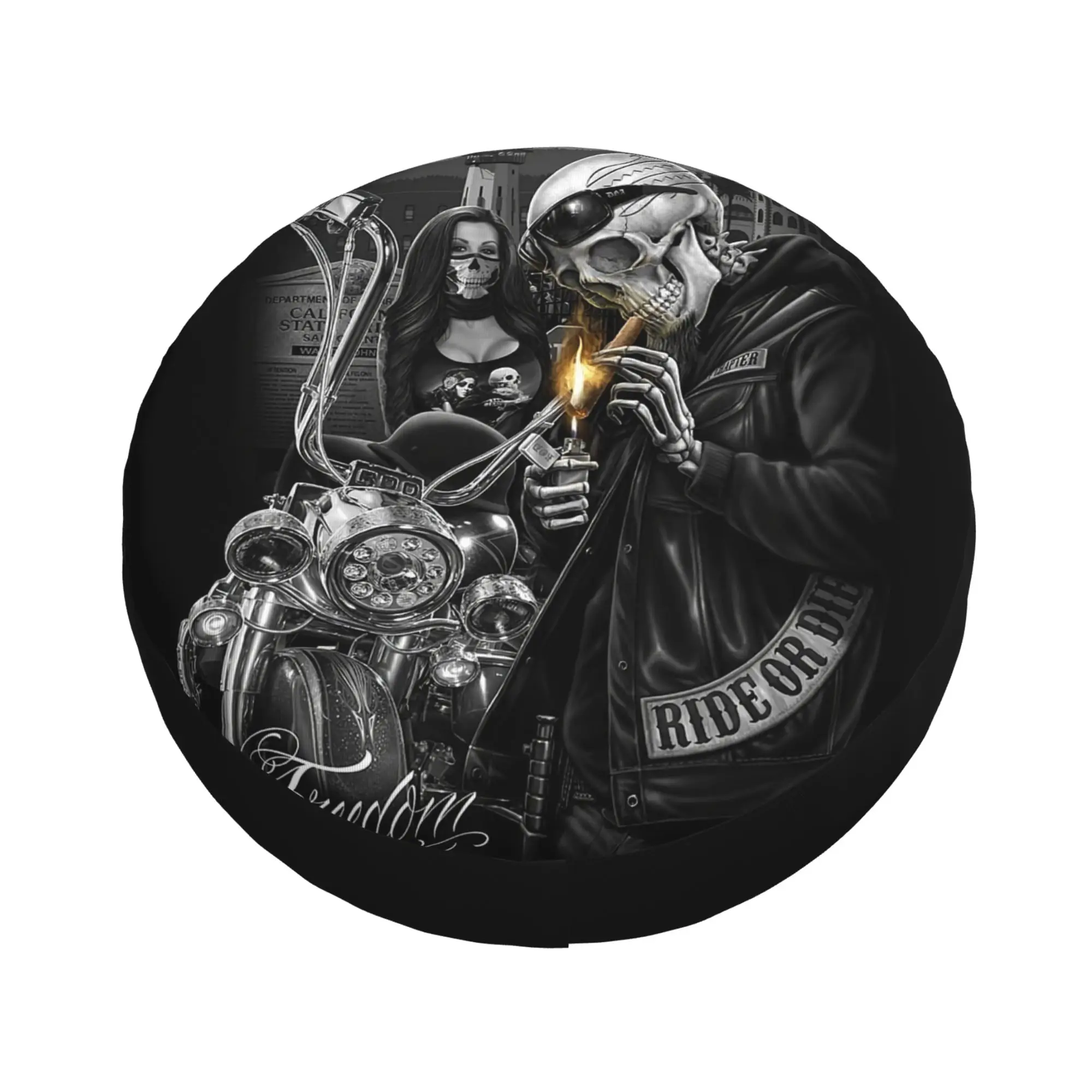 Smoke Skull Ride Motorcycle Proof Wheel Tire Cover Wheel Cover Auto Accessoires for Men for Cars SUV RV Car Accessories One Size