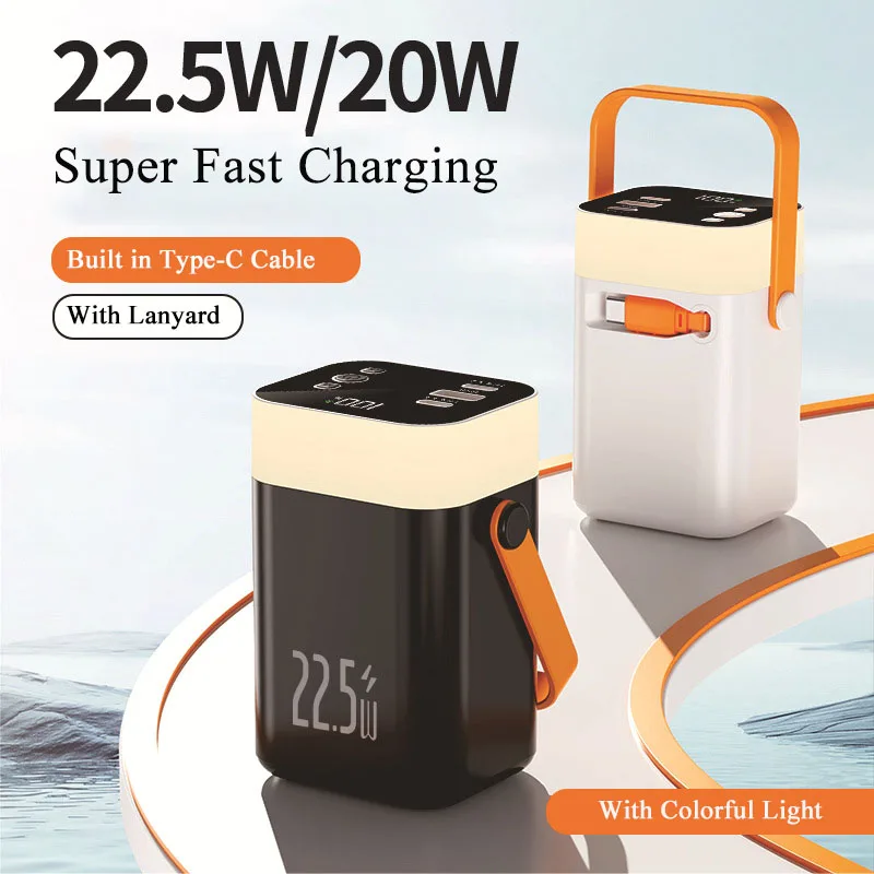 

Power Bank 20000 мАч USB C-кабель PD22.5W Быстрая зарядка Powerbank Внешний аккумулятор для iPhone Xiaomi Huawei Samsung Poverbank