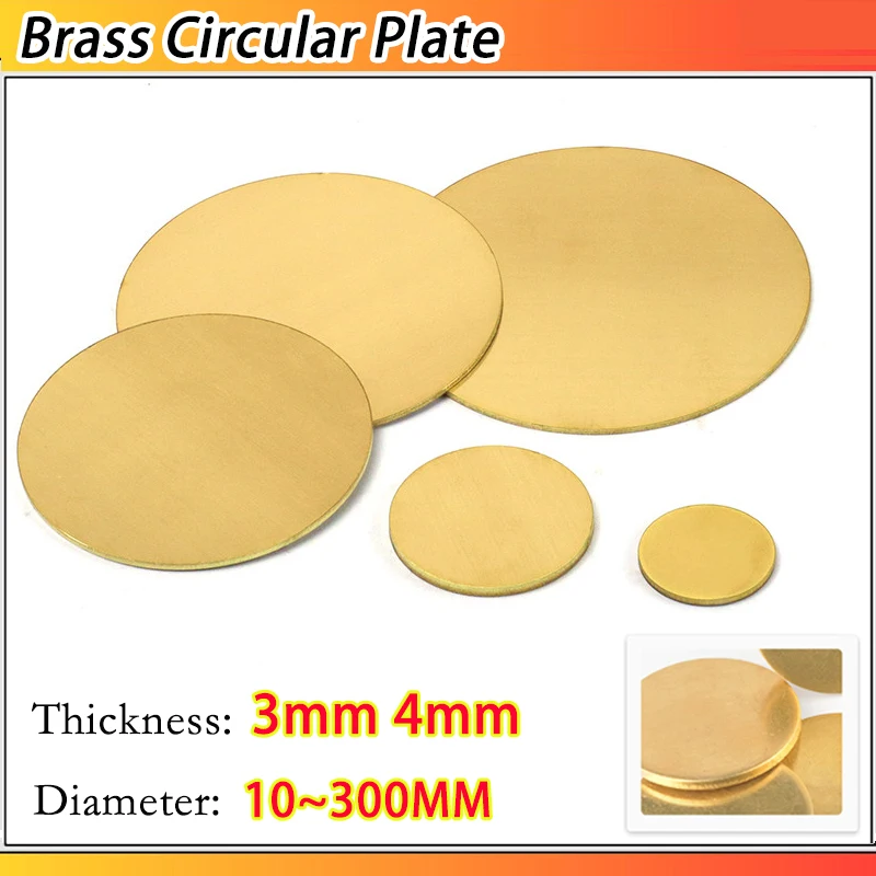 Brass Disc Plate H62 Brass Round Plate  Gasket Parts 1~4pcs Thickness: 3mm 4mm Diameter:10/15/20/25/30/35/40/45/50/55/60~300mm