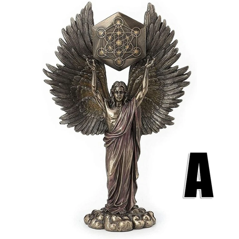 Talmudic Judaism Metatron Angel Holding Sacred Flower of Life Geometric Statue,Angelic Celestial Scribe Prophet Enoch Figurine