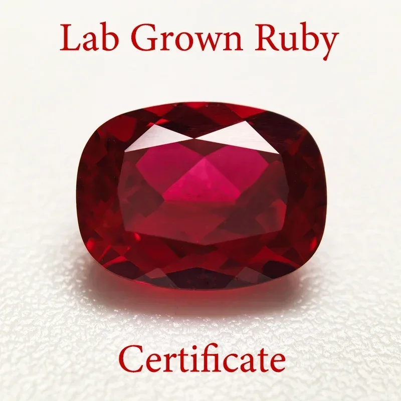 

Top Lab Grown Ruby Rectangular Cushion Cut Pigeon Blood Red VVS1 charms Gemstone for Jewelry Making Selectable AGL Certificate