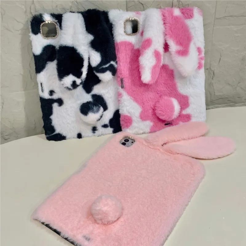 

Cow Print Fluffy Bunny Tablet Case For Huawei MatePad Pro SE 10.4/10.8 Huawei M6/C5/C5e C7 10.95in 2019-2022 with Pen Holder