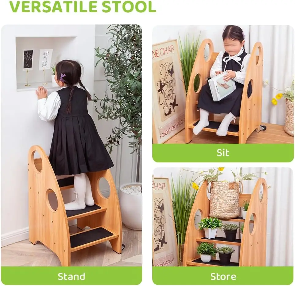 Sgabello per bambini per cucina e bagno, sgabello per bambini per l'apprendimento, sgabello da cucina per bambini e supporto per bambini in piedi