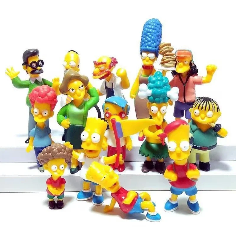 14pcs Simpsons Cartoon Action Figures Funny Homer Marge Bart Mini Toys Pvc Desktop Model Ornaments Children Birthday Presents