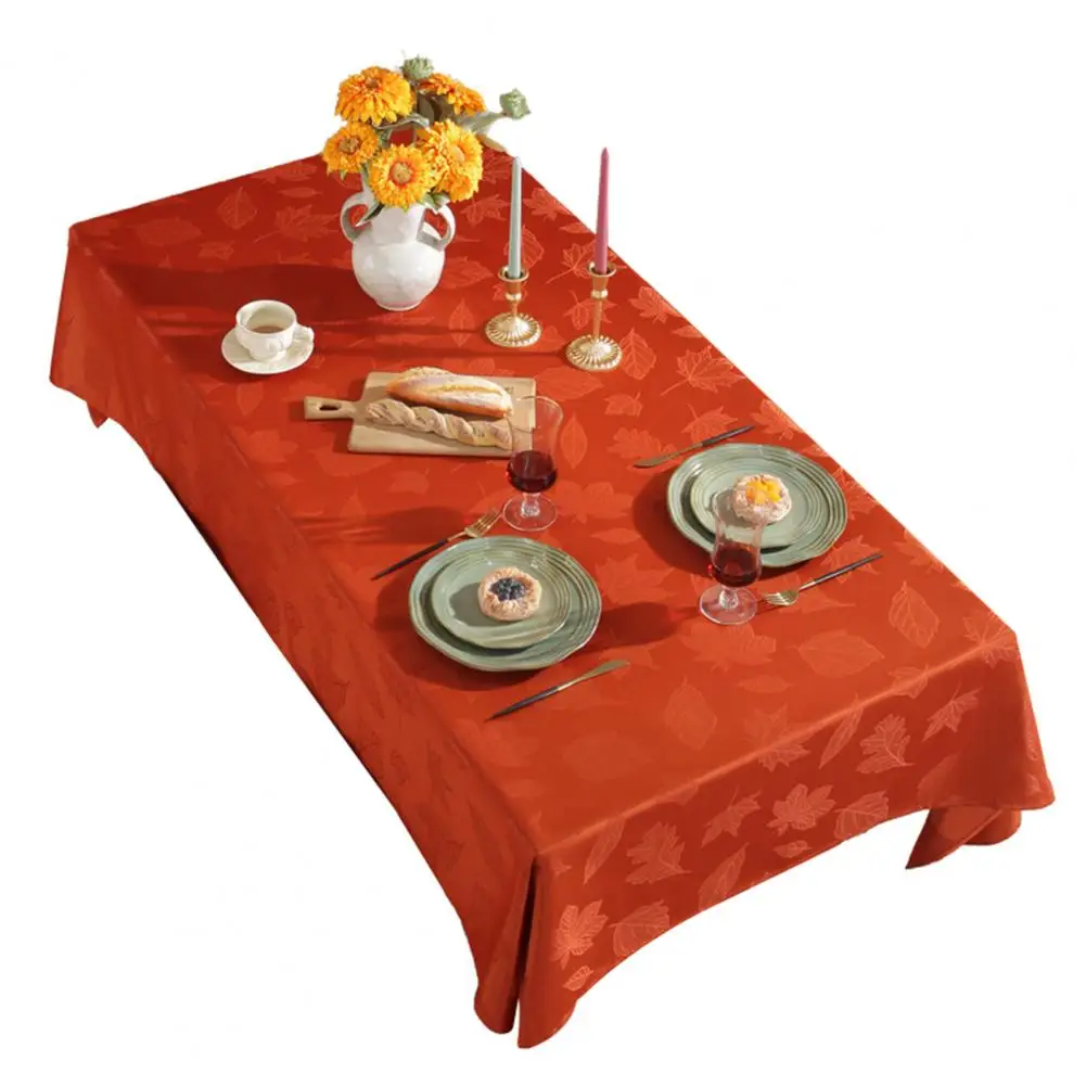 

180x130CM Fall Orange Tablecloth Maple Leaves Pattern Waterproof Oil-proof Rectangle Harvest Dining Table Decoration