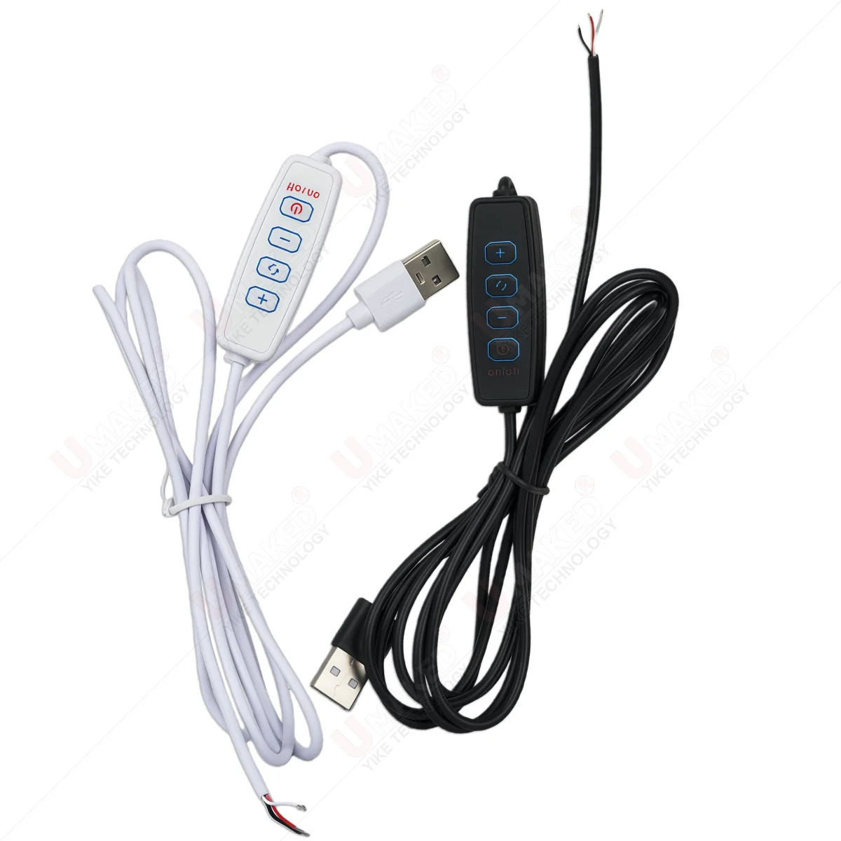 3Pin 5V Switch Power Supply Wires 1.5M USB Male to 3 Core Connection Cable 4 Buttons ON OFF Bright Up/down For LED Strip Lamp