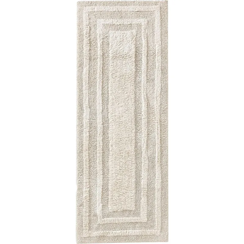 

Bathroom Rug Runner, Soft Tufted Cotton Bathroom Decor, Super Absorbent & Quick Dry (Logan Light Grey, 60" x 22")