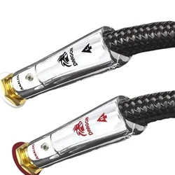 Hi-end Dragon RCA Cable Pure Silver Solid Conductor 2 RCA To 2 RCA HiFi Audio Interconnection Signal Cable with Packaging Box