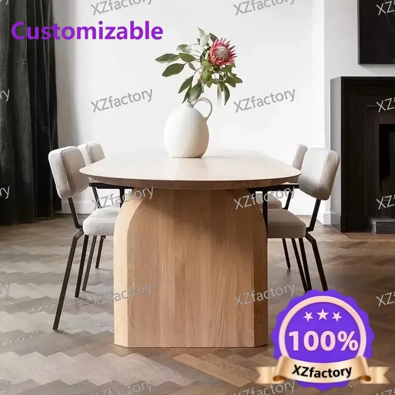 

Factory Direct 2026 Top RatedNordic simple restaurant antique furniture oval solid wood tile pizza table 6 seat table set