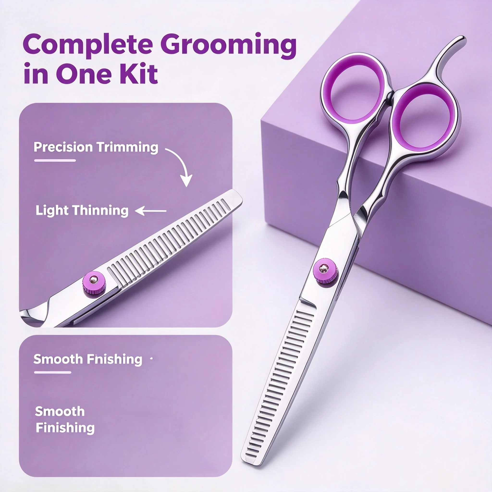 Complete Pet Grooming Shears Kit With Comb And Storage Bag For Pet Stylists Multi Style For Shaping