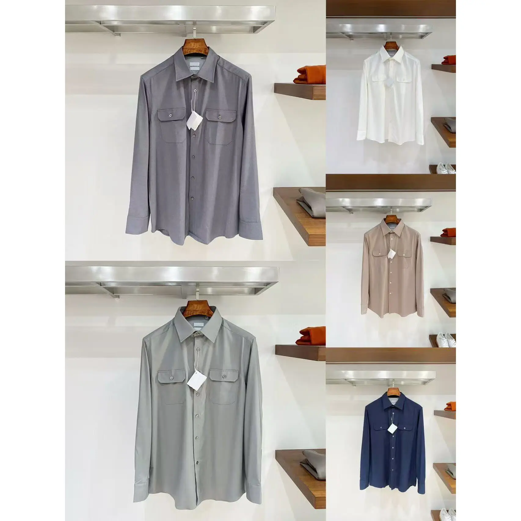 

Italian BC old money wind lapel collar business casual 26ss simple long-sleeved shirt