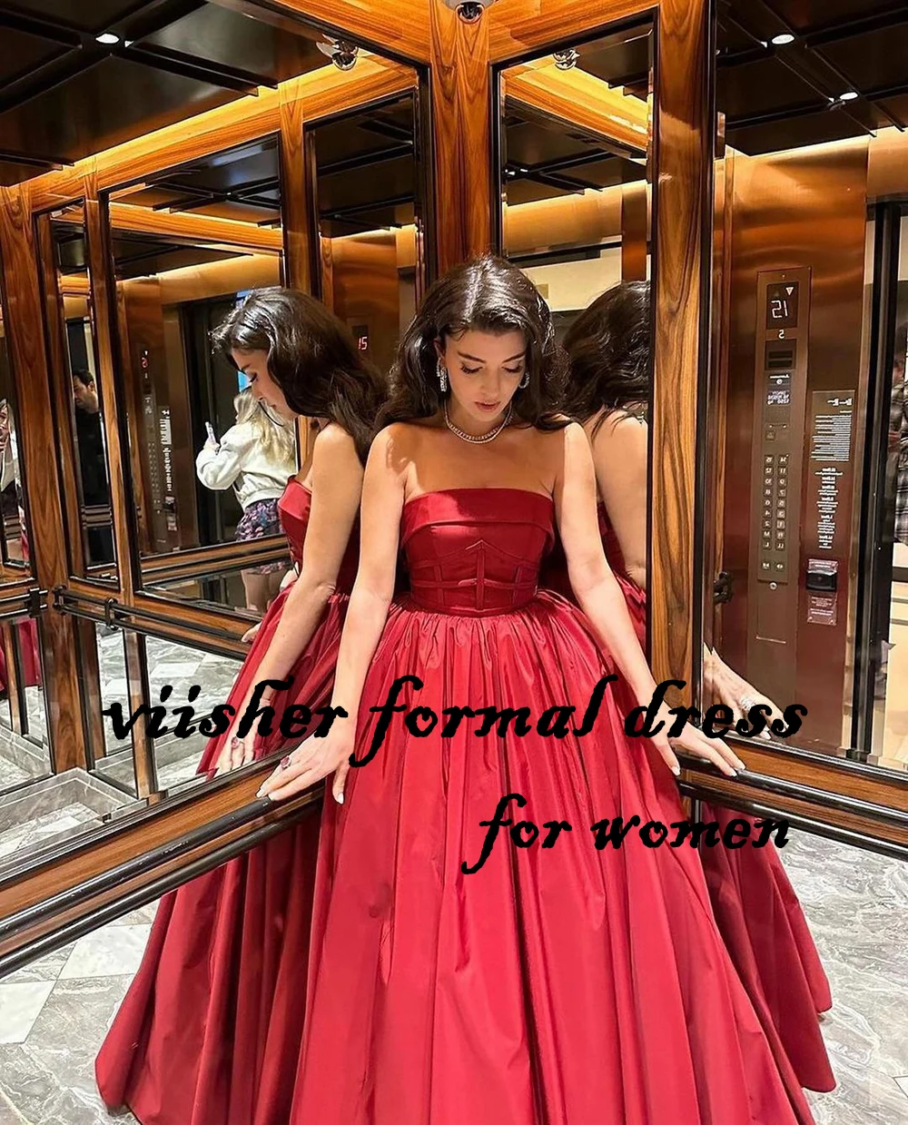 Abiti da sera in raso rosso per le donne senza spalline A Line Prom Party Dress lunghezza del pavimento Arabian Dubai abiti da festa di nozze