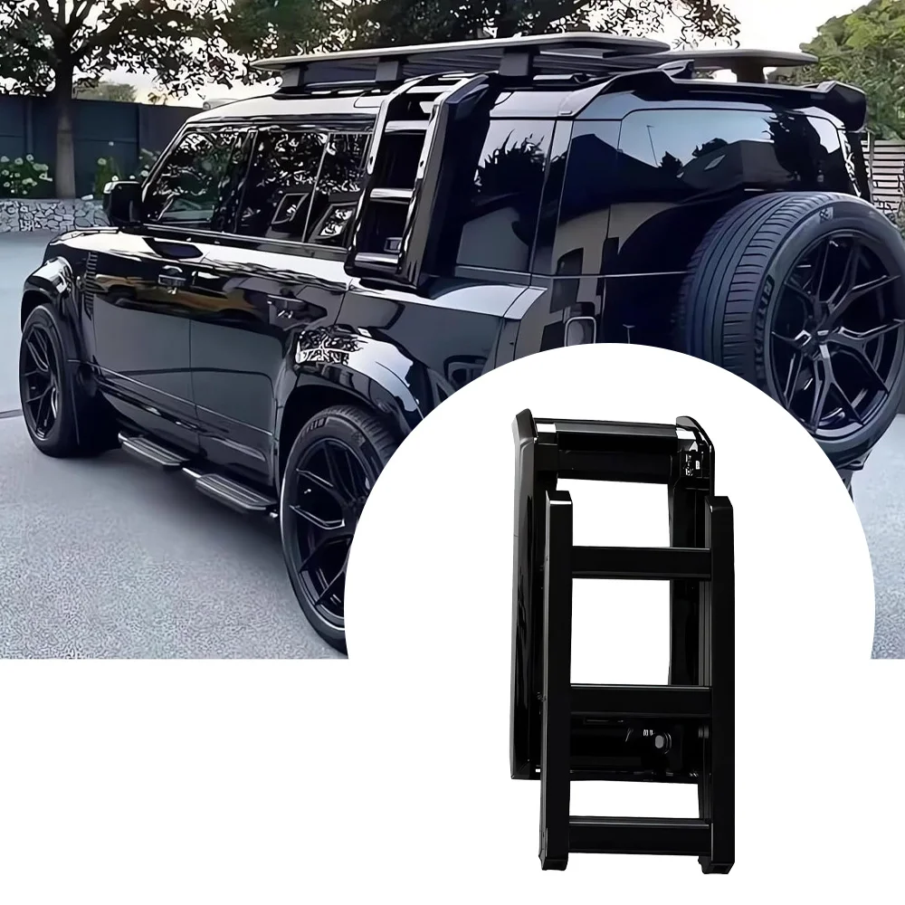 

Glossy Black Side Access Ladder Fits for Land Rover Defender 90 110 130 2020-2024 2025 Side Access Ladder Side Window Roof Step