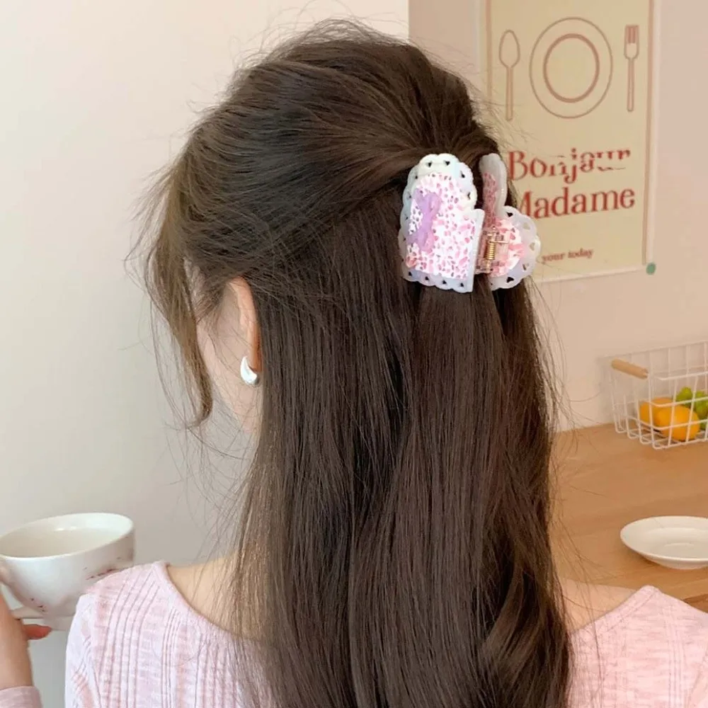 

Модные элегантные заколки в форме сердца в форме акулы в корейском стиле, коготь для волос с уксусной кислотой, однотонные заколки для волос с бантом, коготь для волос для девочек