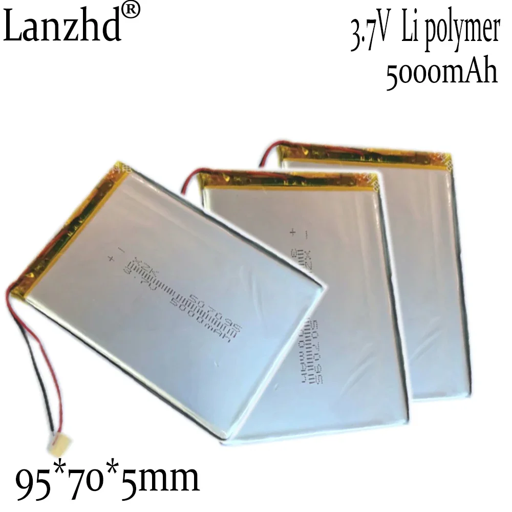 1-12PCS 507095 3.7V Li Polymer lithium battery 5000mAh capacity For Tablet computer portable power supply DIY batteries