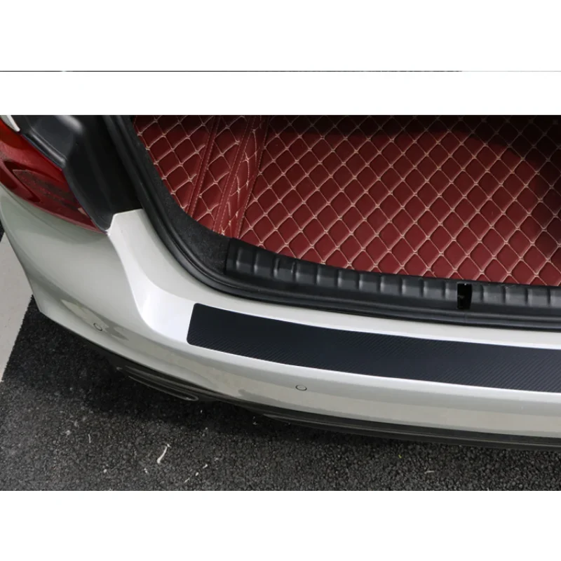Car Door Threshold Carbon Fiber Sticker, Rear Guard Plate, Anti Scratch Strip, Anti Kick Film Protective Pad Trunk Pedal Sticker