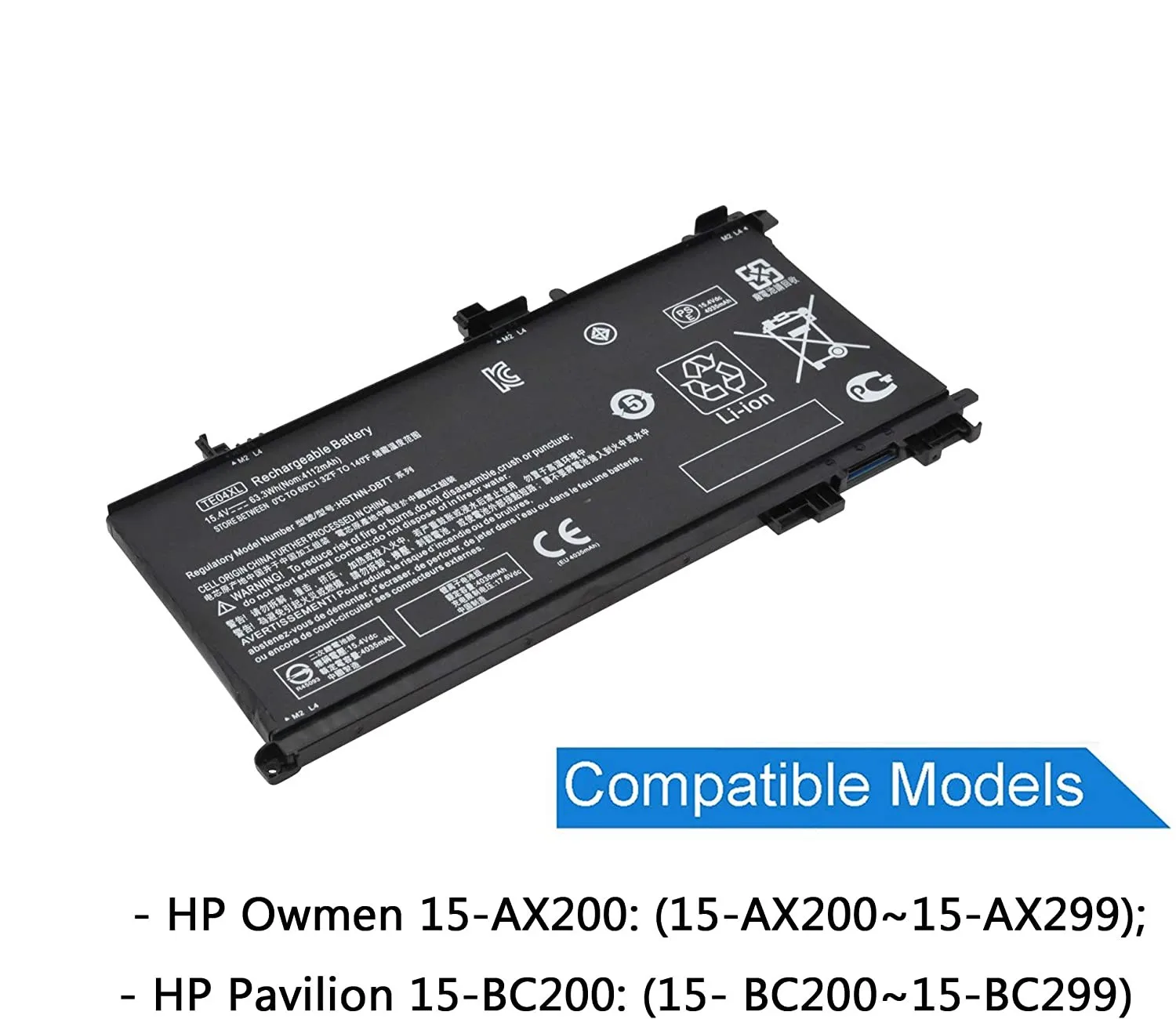 15.4V TE04XL แบตเตอรี่แล็ปท็อปสำหรับ HP OMEN 15-AX200 15- AX218TX 15-AX210TX 15-AX235NF 15-AX202N 15-BC200 HSTNN-DB7T 905277-855