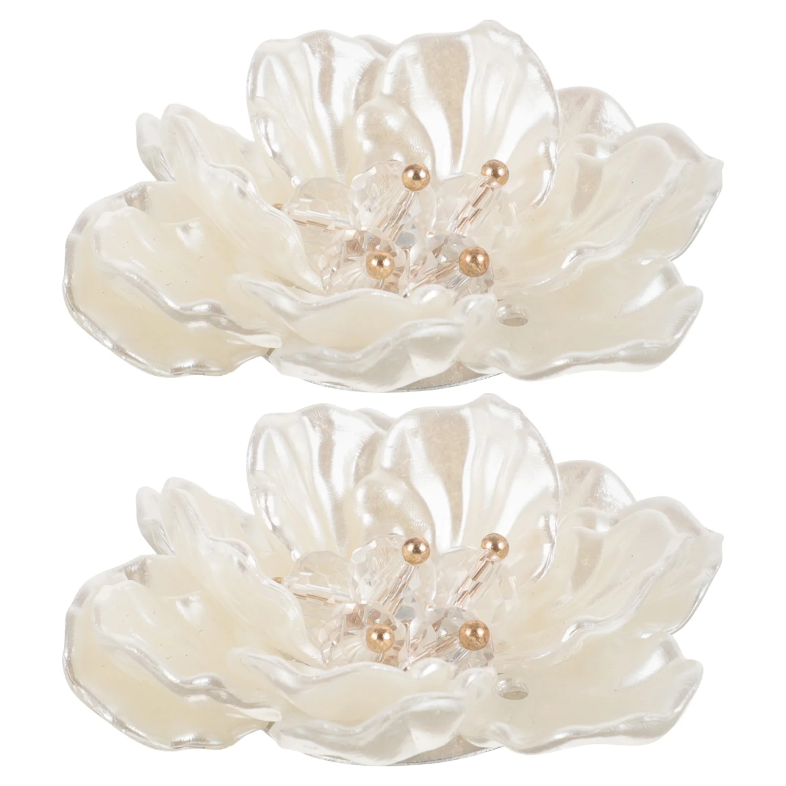 

2 pcs Crystal Flower Hair Clips Artificial Pearl DIY Accessories for Earrings Brooch Shoe Decor White Color Jewelry Making