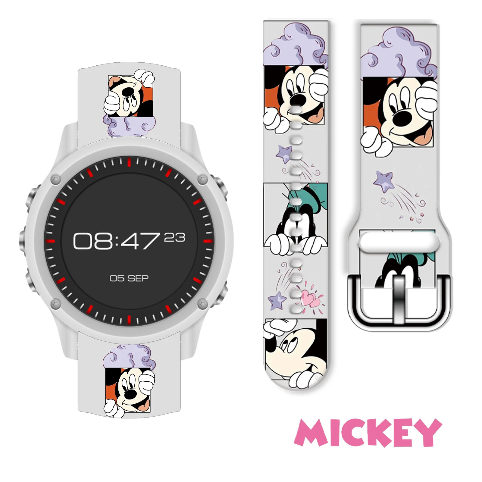 

Disney Naughty Mich 20mm Printed Strap for Samsung Galaxy Watch 6/5 40mm 44mm Band Replaceable Bracelet for Amazfit Balance 45mm