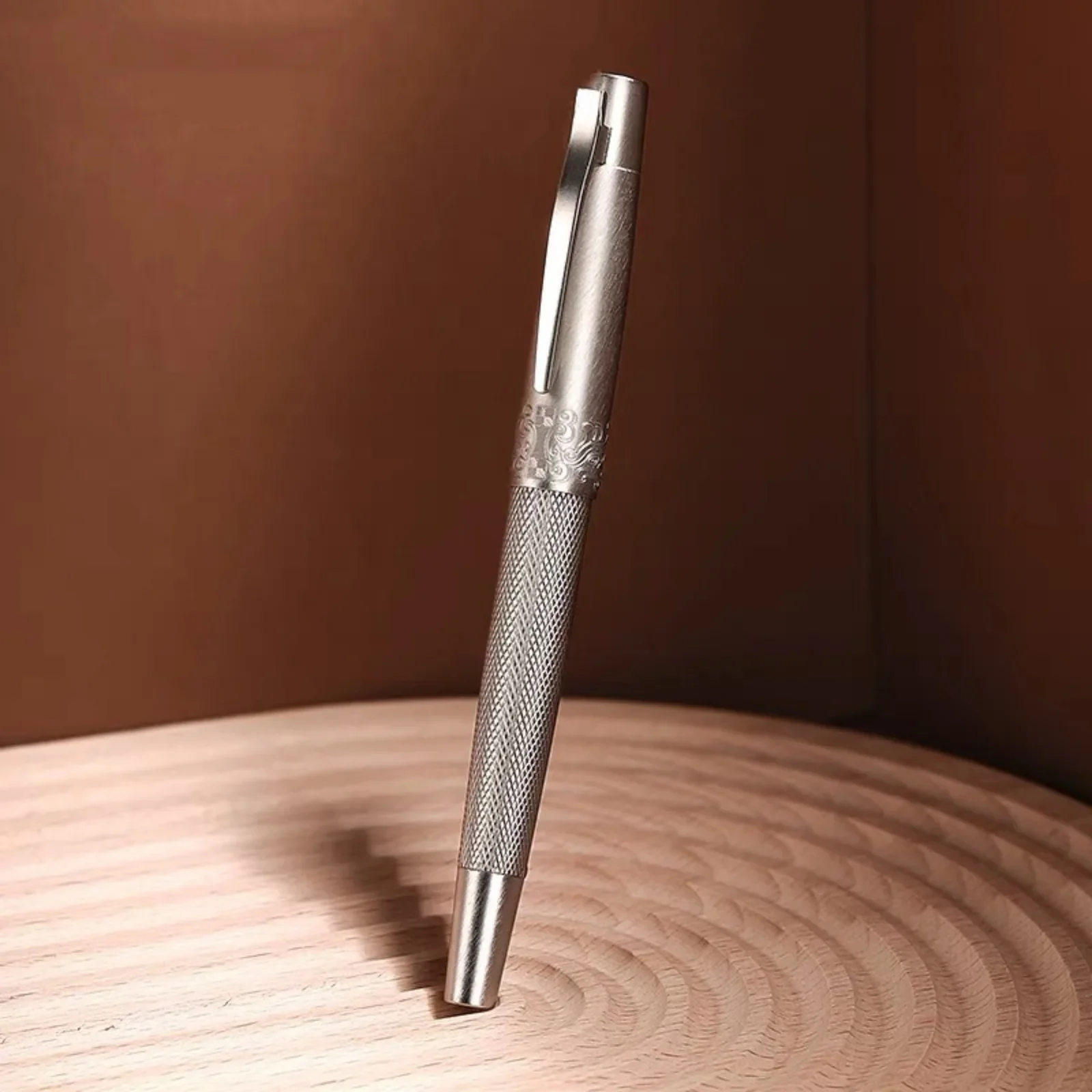 Hongdian 6013 Black Metal FountainPenTitanium /Silver EF/F/Bent Nib with Clip Converter Excellent Business Office Ink Pen