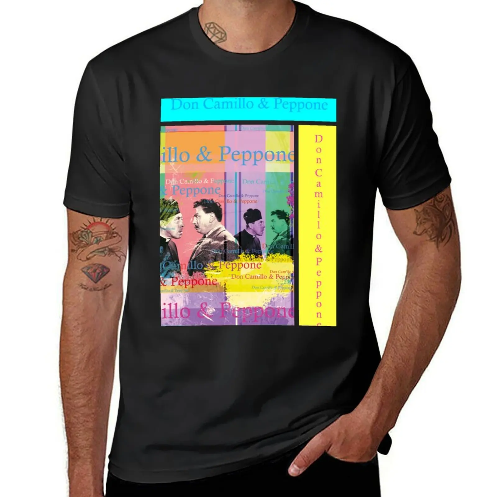 beautiful Don Camillo and Peppone portrait, funny film series with priest T-Shirt sublime Short sleeve tee men