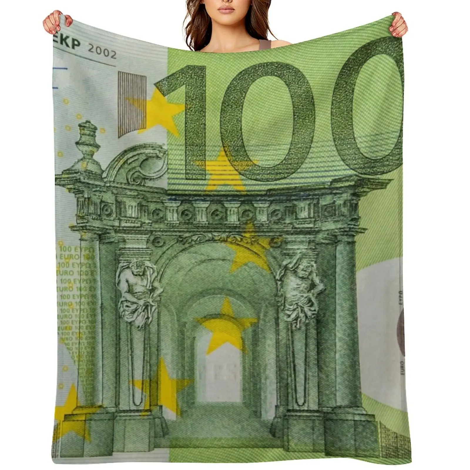 

100 Euro Note for Good Luck Throw Blanket funny gift Decorative Beds halloween warm winter Blankets