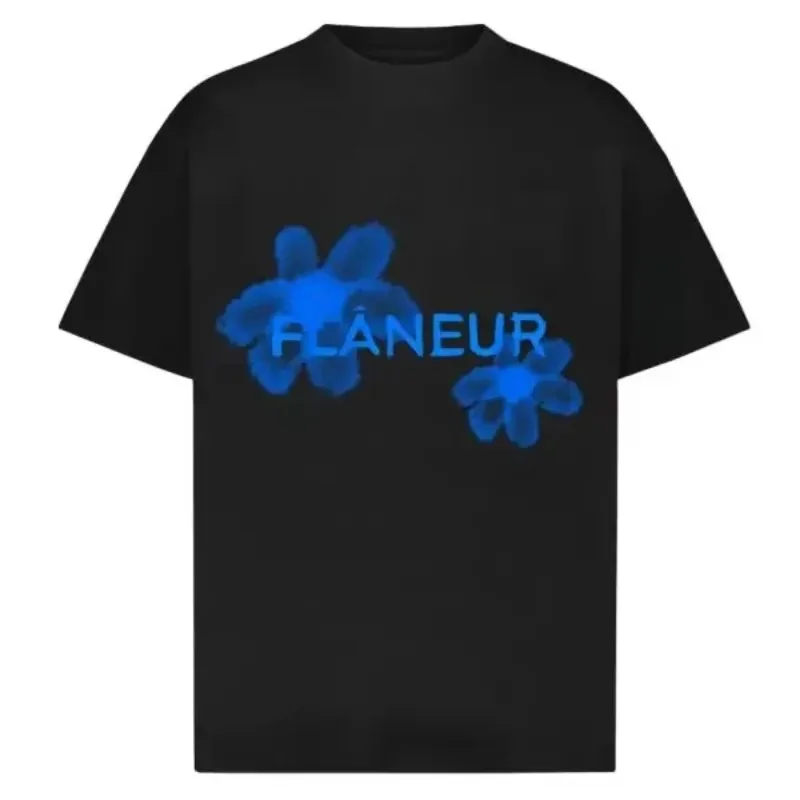 2026 nieuwe Zomer Flaneur Homme Bloemen Grafisch Merk Patroon Gedrukt Luxe Merk Puur Katoen Mannen 'en Vrouwen' T-shirts Top - afbeelding 2