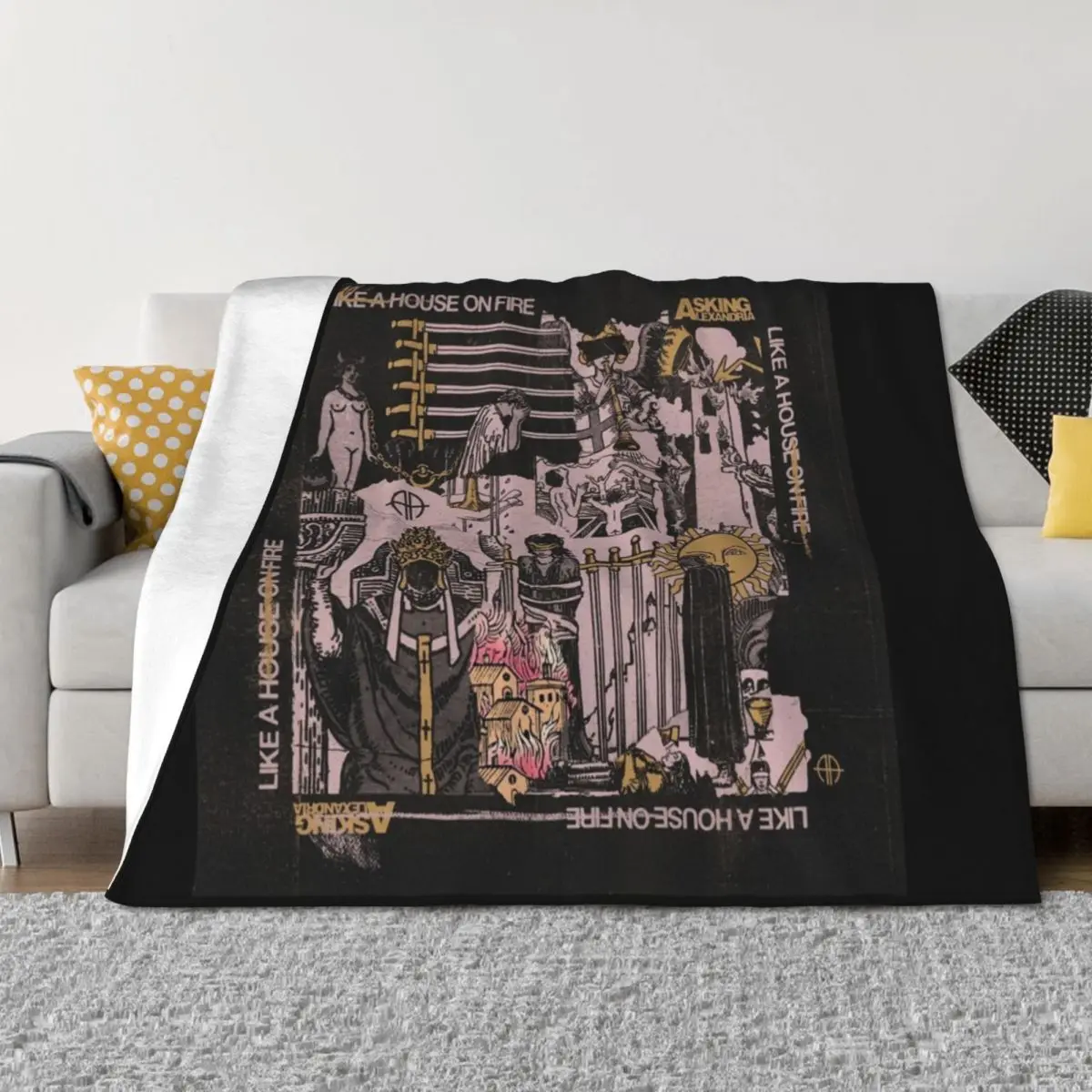 

Asking Alexandria Like A House On Fire Throw Blanket Soft Plaid Bed linens Luxury Thicken Flannels Blankets