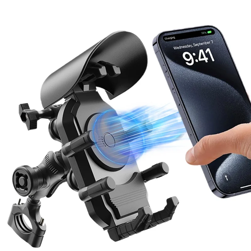 AliExpress XIKCU Shockproof Motorcycle Phone Holder 15W Wireless Charger & 18W USB 30W Type C Fast Charging Motorbike Bicycle Bike Scooter Stand