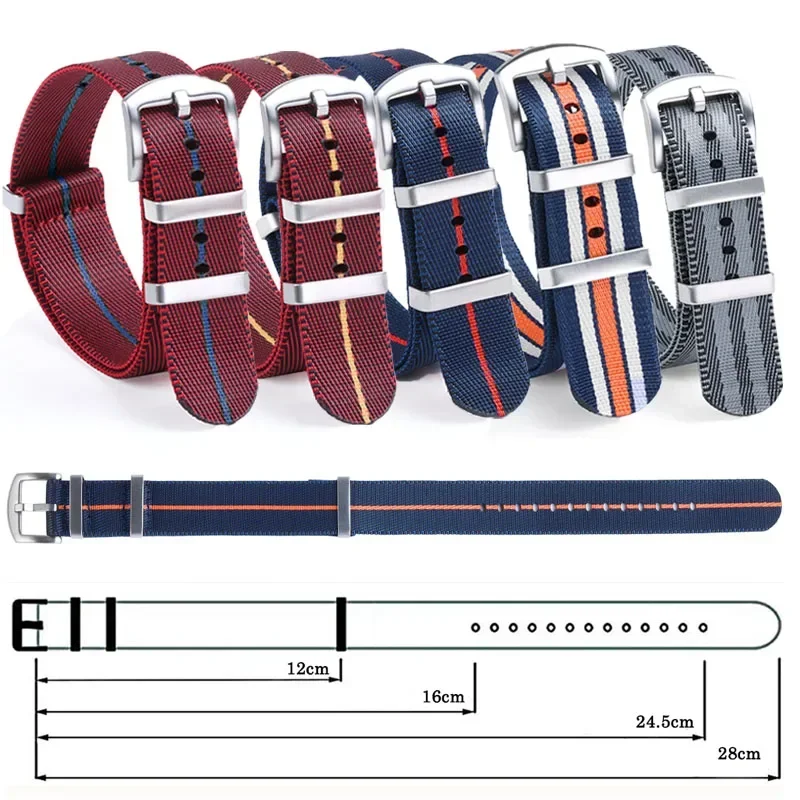 18mm 20mm 22mm Nylon Watch Strap for Huawei GT2/3 42mm 46mm for Seiko for Tudor Universal Bracelet Military Men Sport Wrist Band