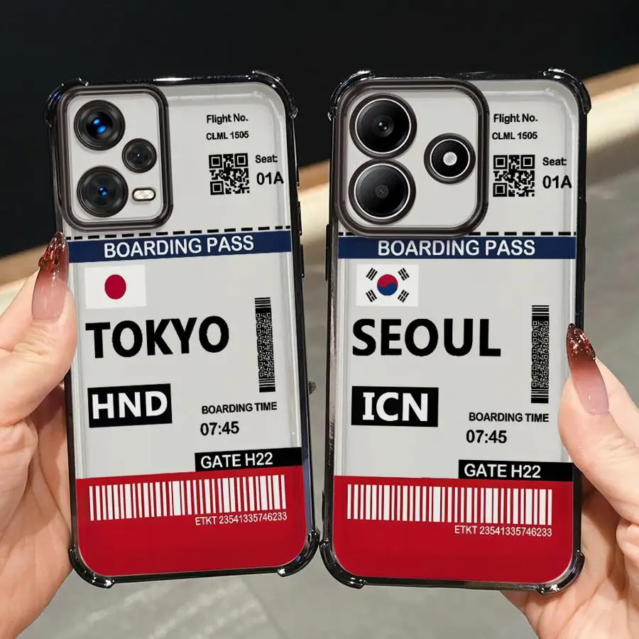 حافظة لهاتف شاومي ريدمي نوت 10 لايت 11s 11 12 13 10 Pro 14 Pro Plus 9S 10s غطاء شفاف للهواء الساخن طوكيو سيول التسمية