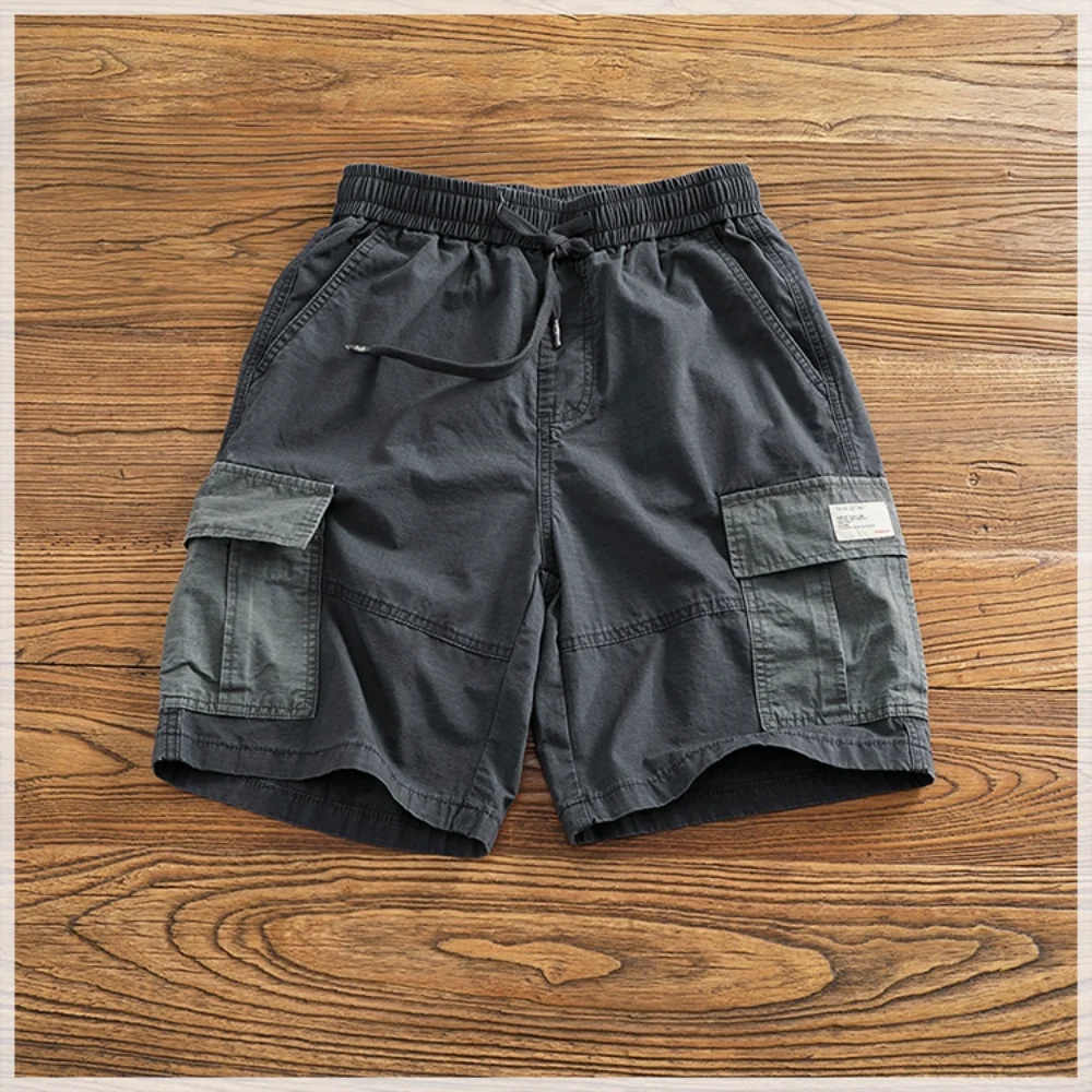 

Шорты-карго с несколькими карманами, мужские летние устойчивые к царапинам американские повседневные свободные модные брендовые брюки средней длины