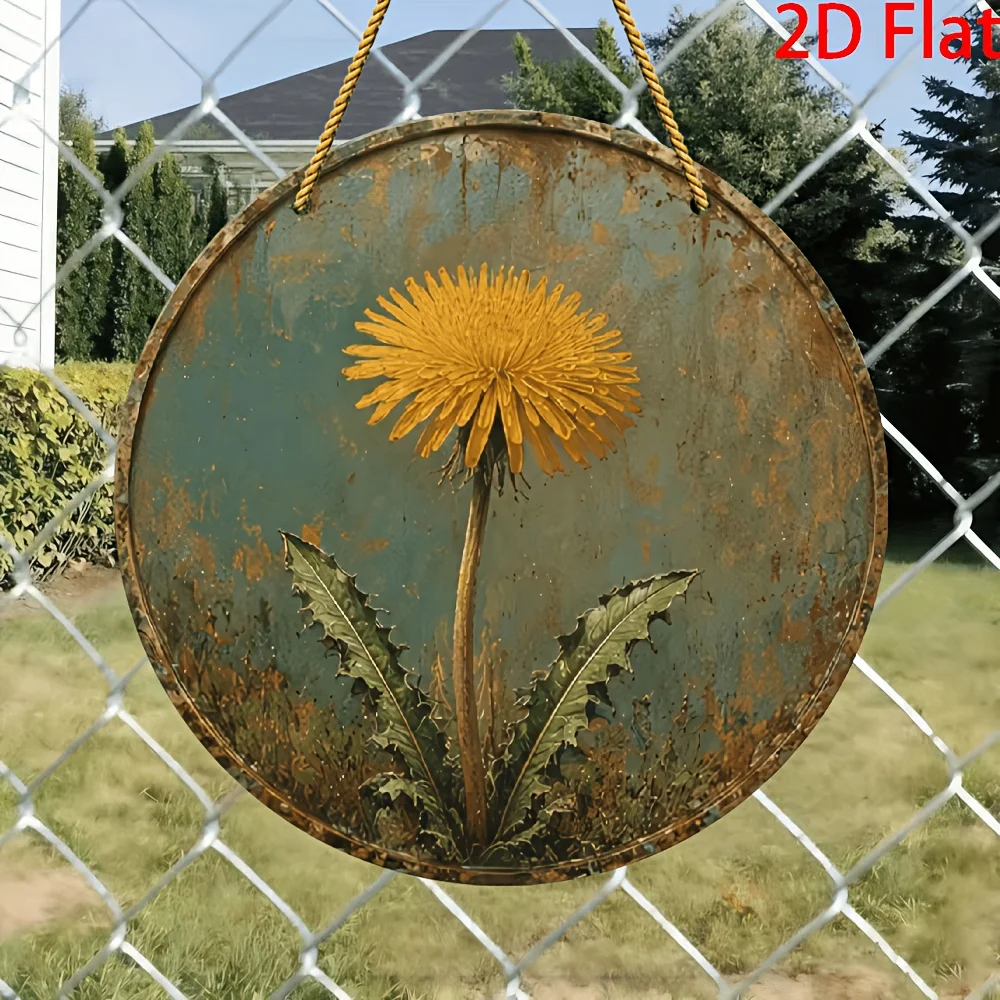CIFBUY Vintage Rustic Dandelion Aluminum Wall Art Waterproof Durable Metal Sign for Outdoor Garden Patio Home Decor Indoor