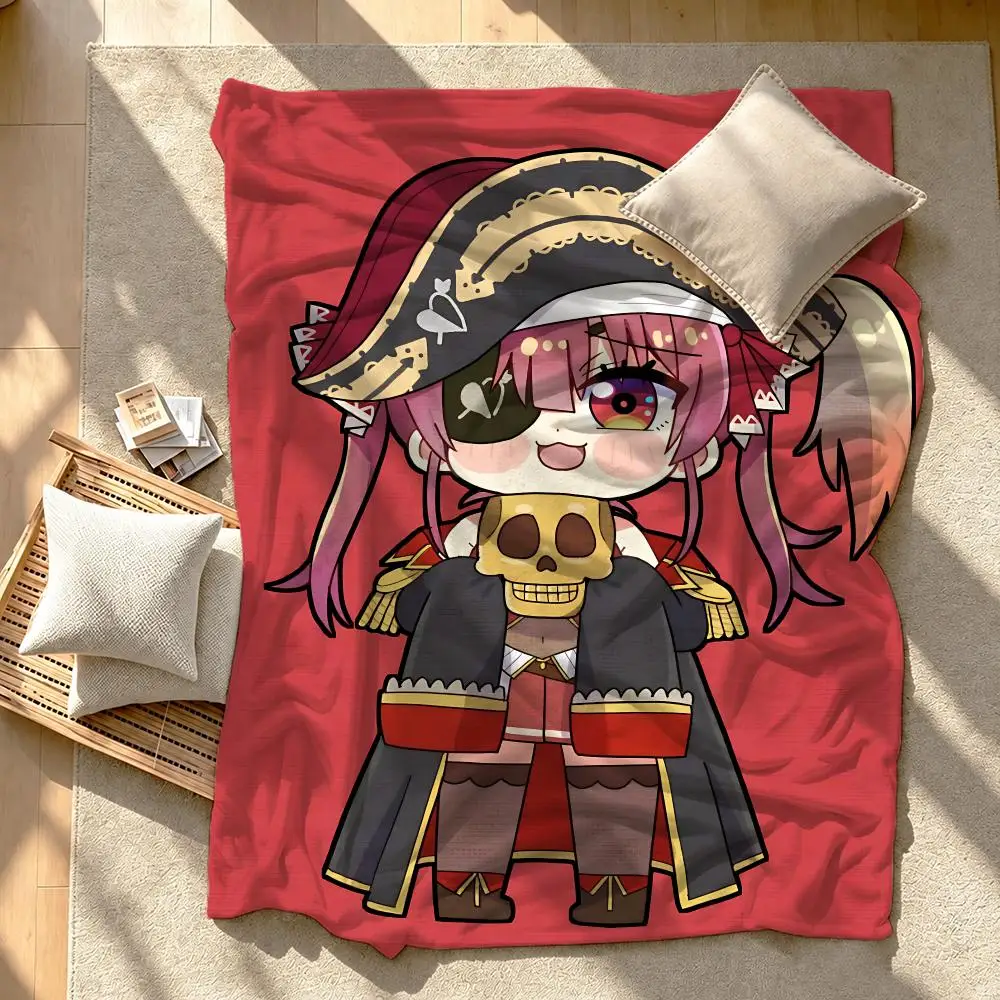 VTuber hololive Houshou Marine Throw Short Plush Throw Blanket Soft Skin-Friendly Multi-Scene Home Office