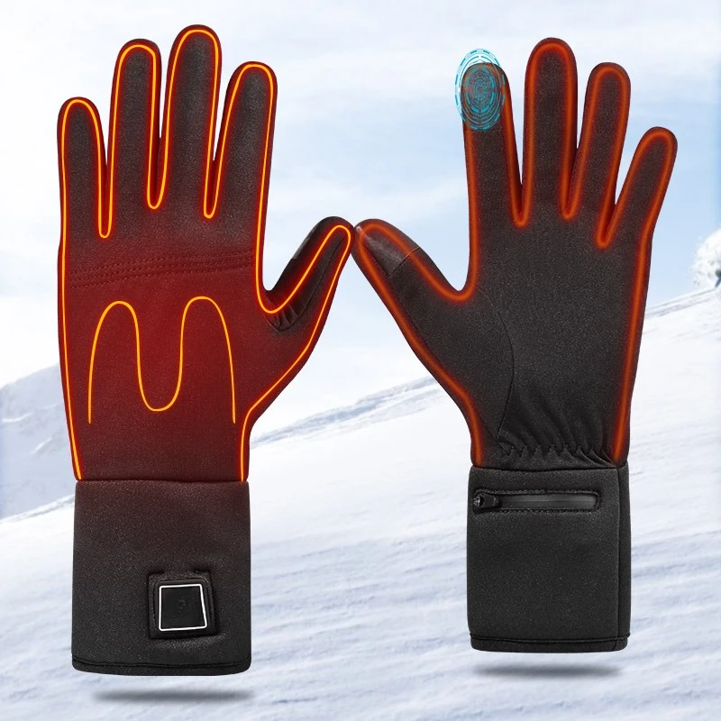 Electric heating gloves ski cold-proof and antifreeze liner veneer warm insulation gloves
