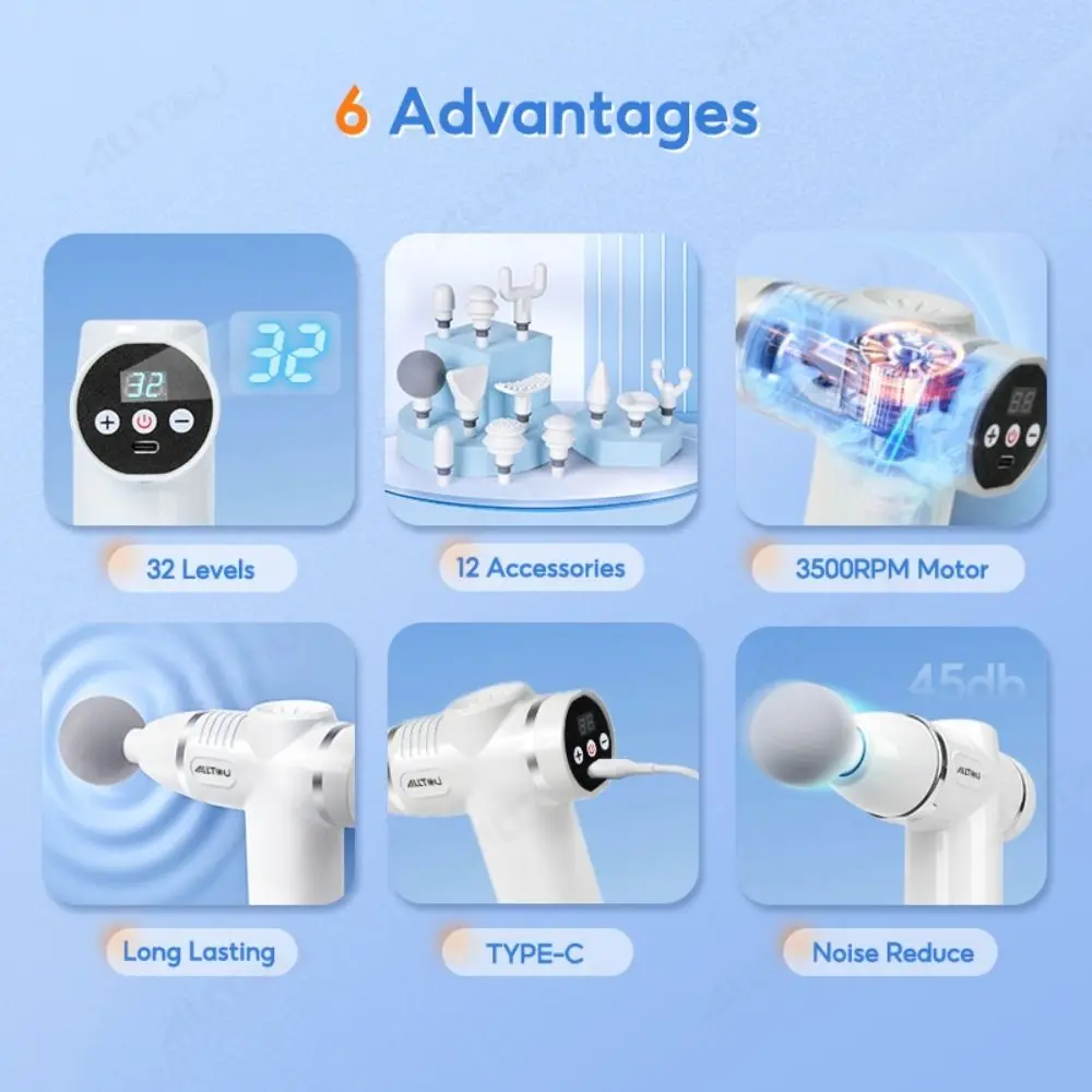 

Горячий массажер для фасции с 12 головками, мини-32 скорости, массажер для тела, ЖК-дисплей, массажная машина для расслабления мышц и шеи