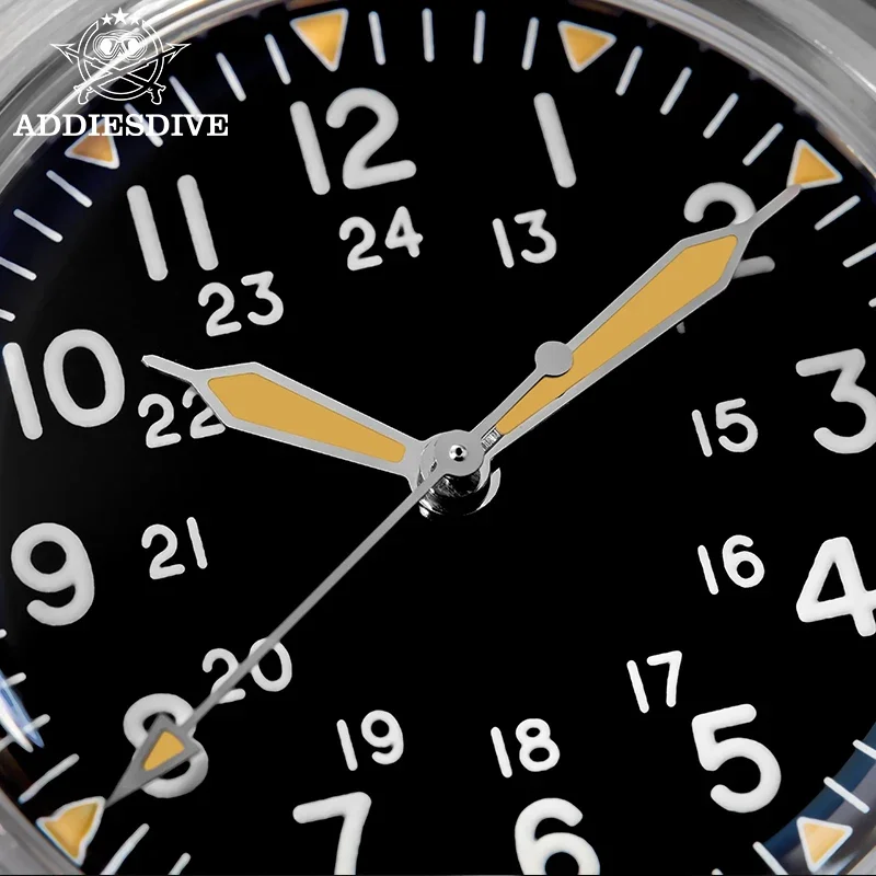 Addiesdive relógio masculino 36mm k1 vidro mineral nh35 relógios automáticos para homem à prova dwaterproof água 20bar bgw9 relógio esportivo luminoso ad2088