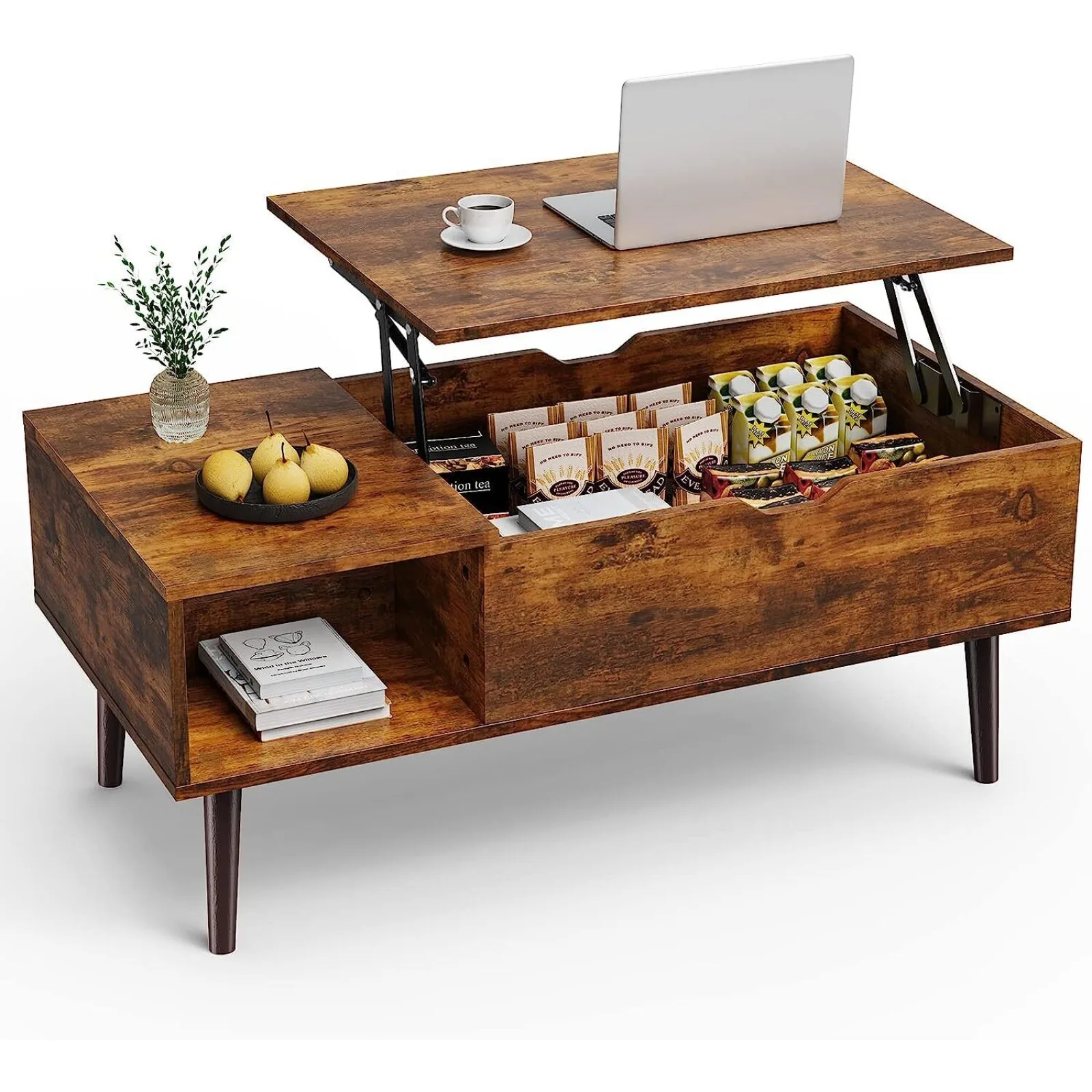 Ons Houten Lift Top Eettafel Thuis Kantoor Koffietheetafel Met Verstelbare Plank