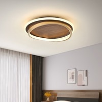 Nordic Solid Wood Bedroom Living Room Ceiling Light Creative Circular LED Walnut Wood Dining Room Balcony Minimalist Aisle Light