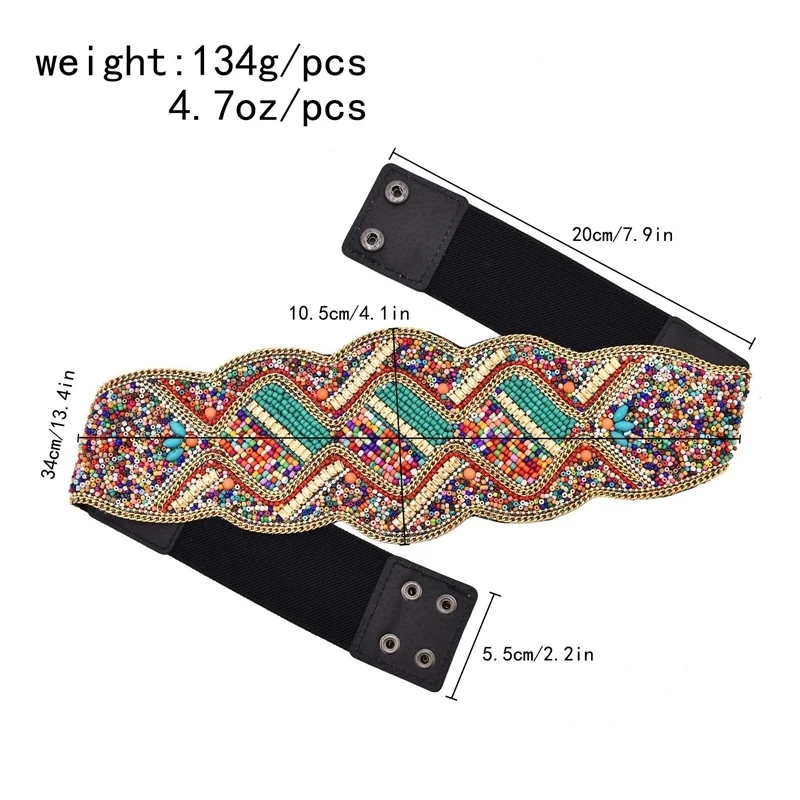 Beads Women Waistband Colorful Acrylic Bohemian Ethnic Elastic Charms Waist Belts Statement Turkish Body Jewelry Female